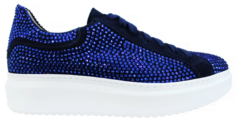 |ACS SNEAKER DONNA PELLE STRASS BLU|