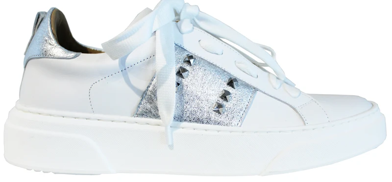 |SNEAKER UOMO PELLE BIANCO/ARGENTO|