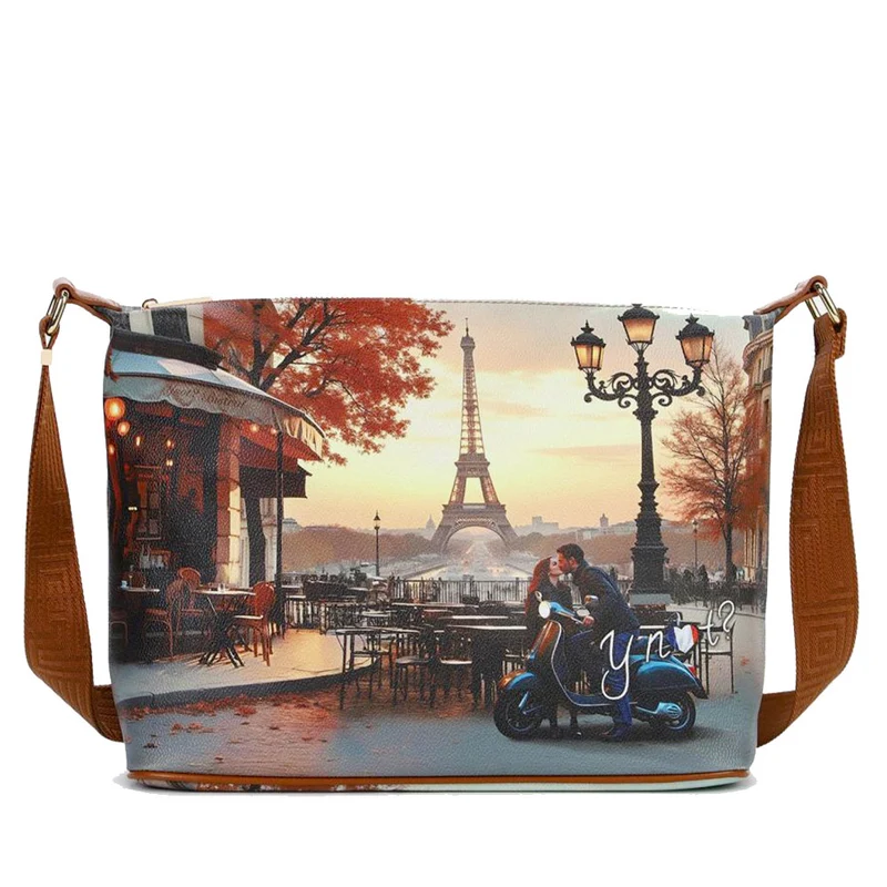 Borsa Donna Y NOT Hobo Easy Large a Tracolla YES-607 Kisses From Paris