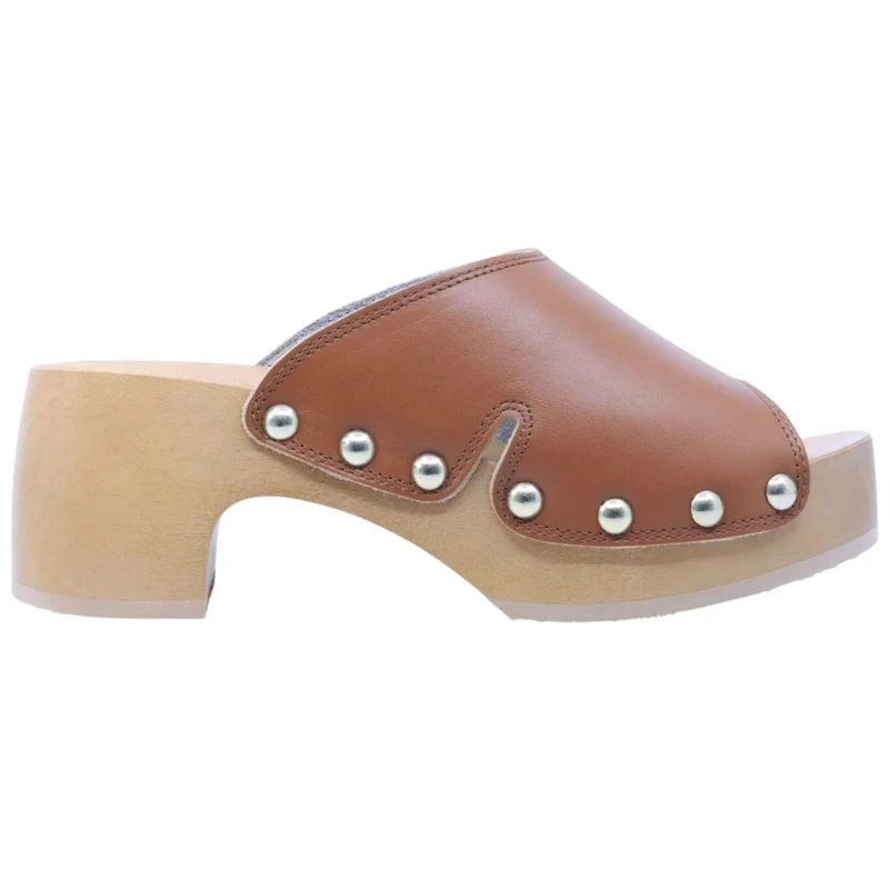 Scholl Pescura Wave SR Cognac sandalo mule donna in pelle cognac Made in Italy
