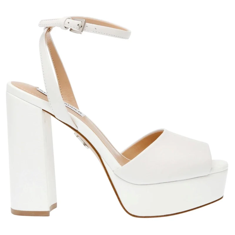Sandalo con tacco Steve Madden Lourdes in similpelle color bianco