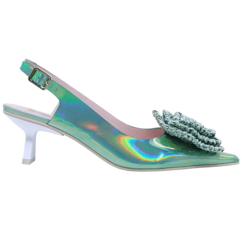 Ras 8046 slingback donna in pelle verde iridescente