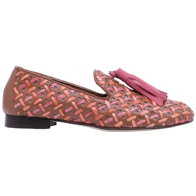 Mocassino donna con mappetto Poesie Veneziane JJA15 intrecciata in pelle