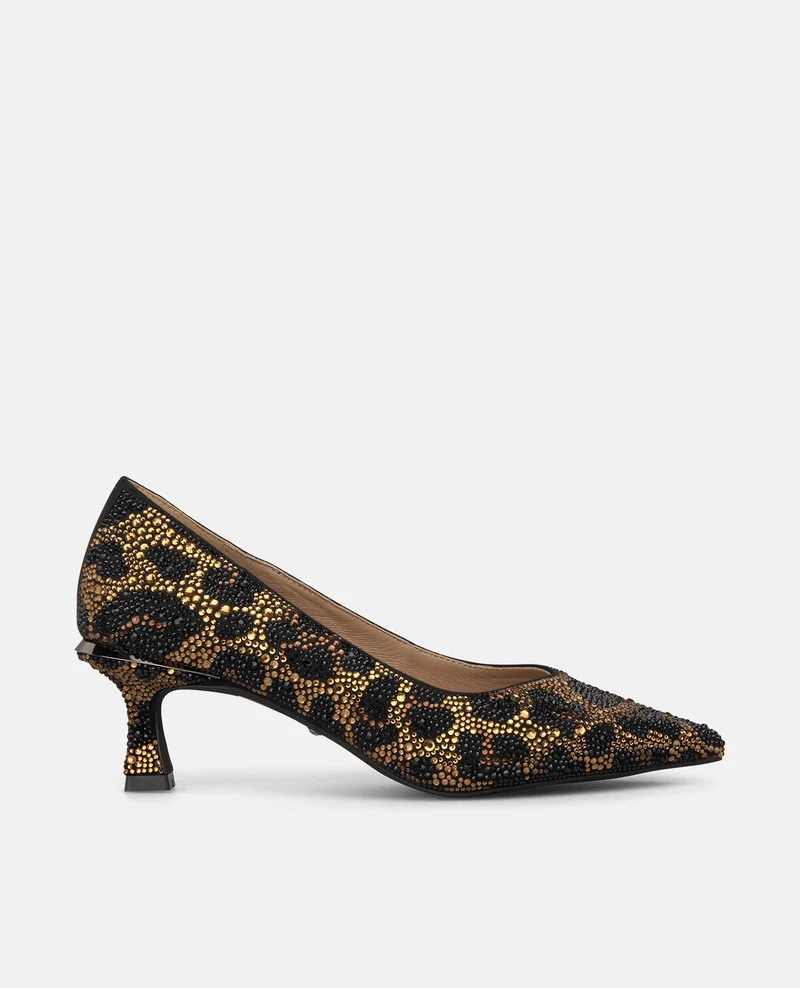 ZAPATO TACÓN CHUPETE ANIMAL PRINT METALIZADO