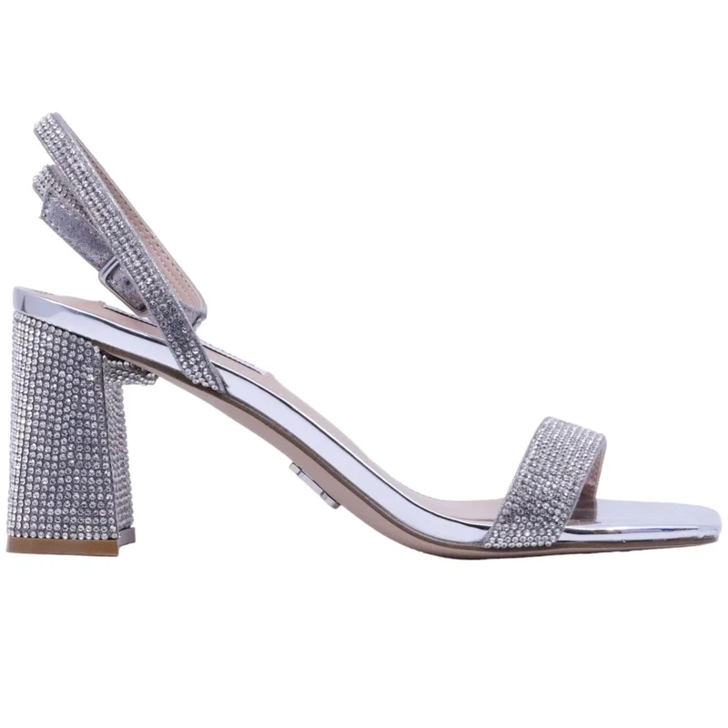 Sandalo con tacco Steve Madden Luxe in similpelle color argento