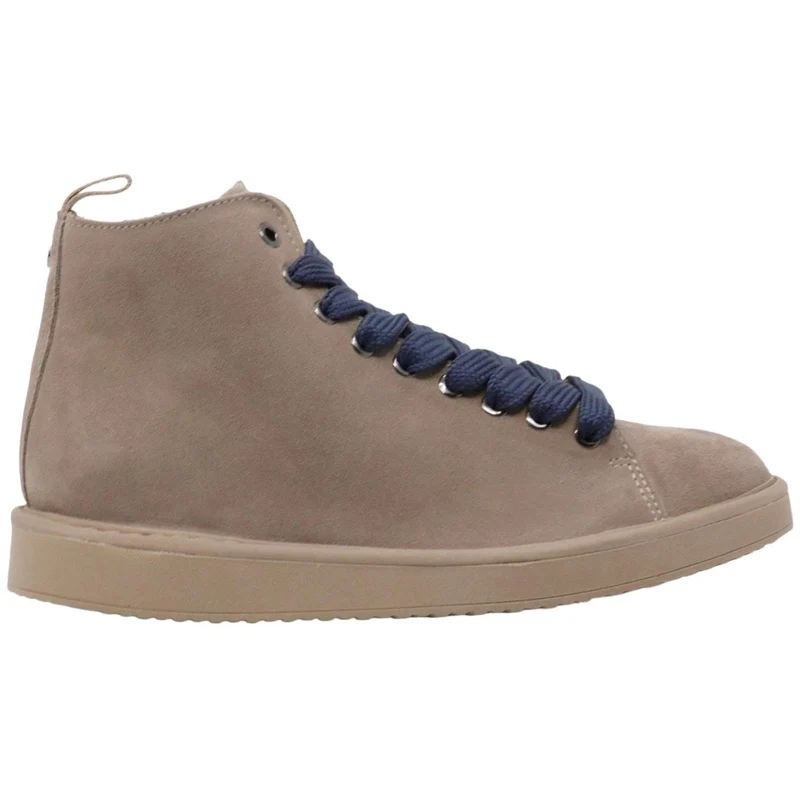 Polacchino uomo Panchic P01 in realizzata in pelle scamosciata nocciola con lacci blu