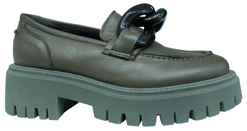 |ACS MOCASSINO DONNA CON CATENA PELLE CACTUS|