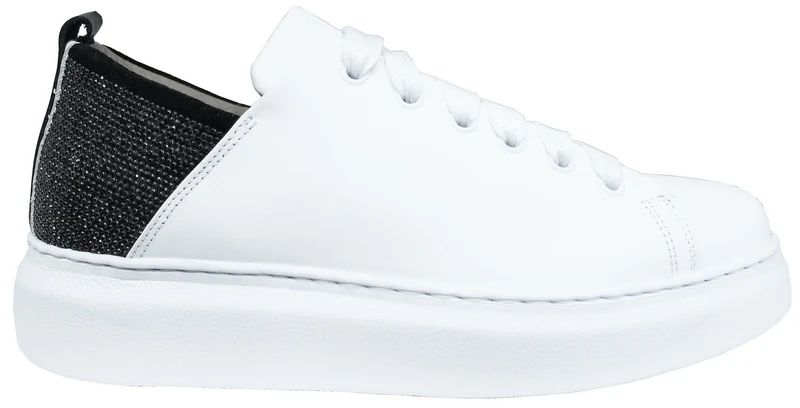 |ACS SNEAKER DONNA CROWN PELLE STRASS BIANCO/NERA|