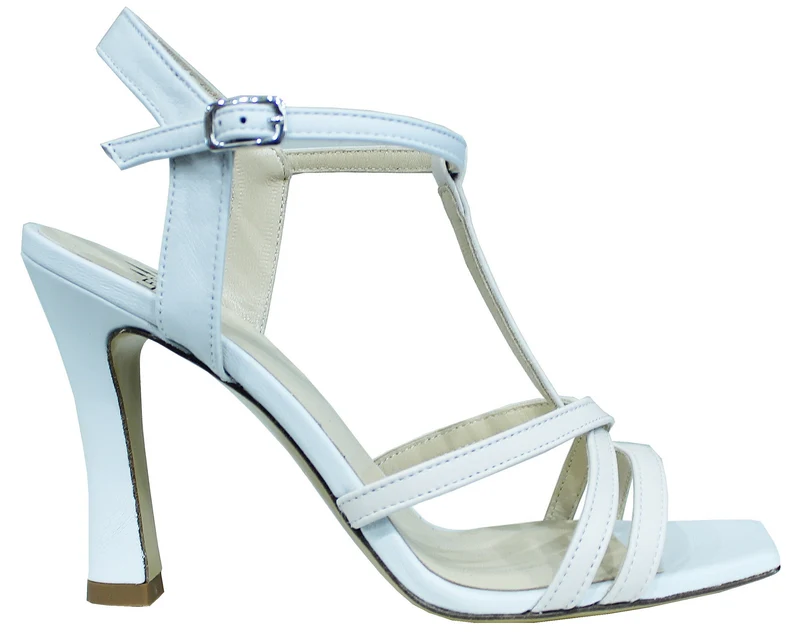 |ACS SANDALO TACCO A ROCCHETTO PELLE BIANCO BEIGE|
