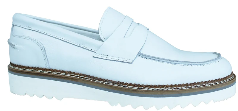 |ACS MOCASSINO COLLEGE UOMO PELLE BIANCA|