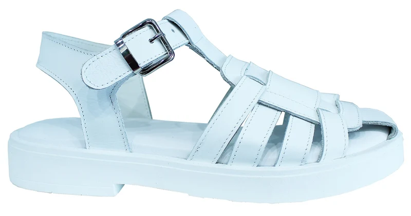 |ACS SANDALO GLADIATORE BASSO PELLE BIANCA|