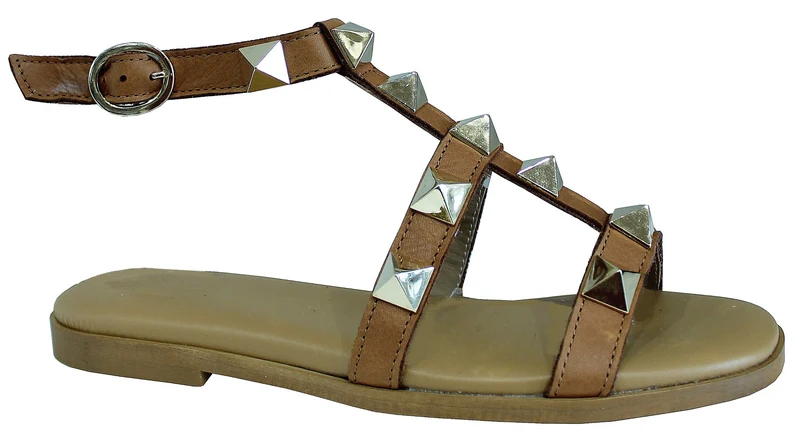 |ACS SANDALO BASSO BORCHIATO PELLE CUOIO|