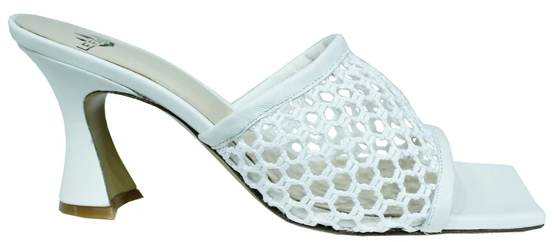 |ACS SANDALO CON TACCO A ROCCHETTO PELLE RETE BIANCA|