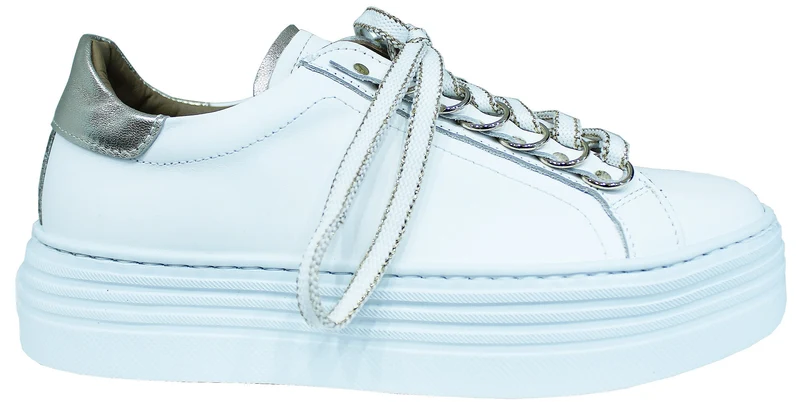 |ACS SNEAKER DONNA CROWN PELLE BIANCA/ORO|