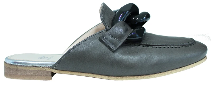 |ACS SABOT MULE DONNA A PUNTA CON CATENA PELLE GRIGIO|