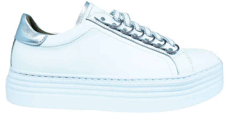 |ACS SNEAKER DONNA CROWN PELLE BIANCA/ARGENTO|