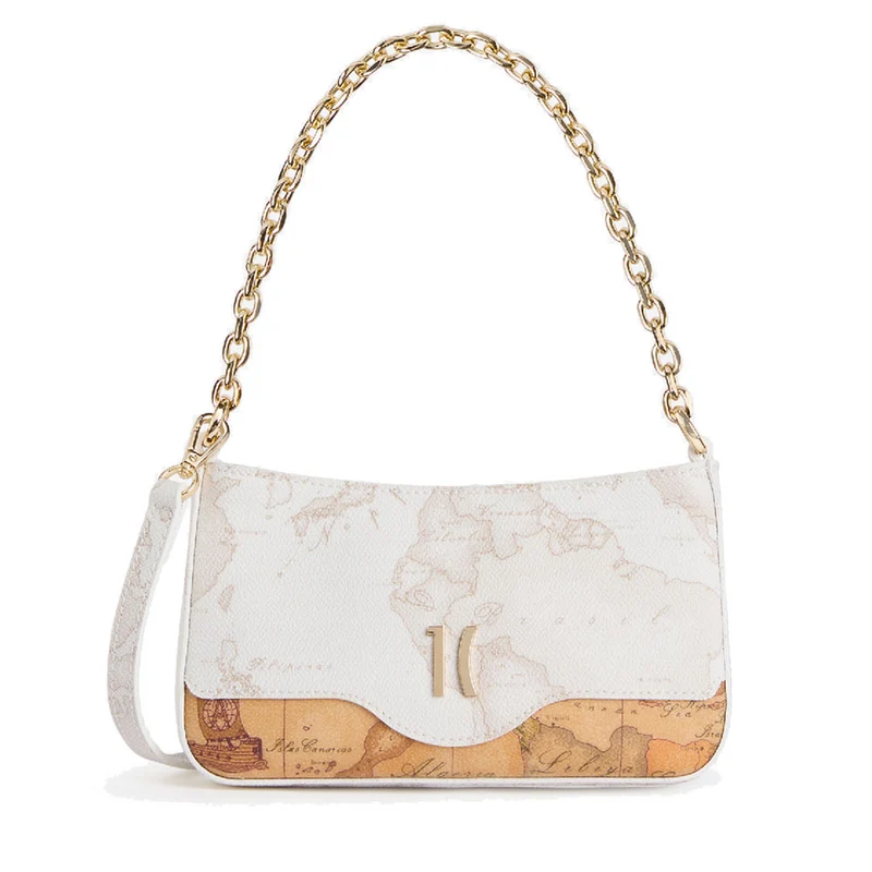 Pochette Donna con Catena 1A Classe Alviero Martini linea White Geo Mix Bianca PQ39