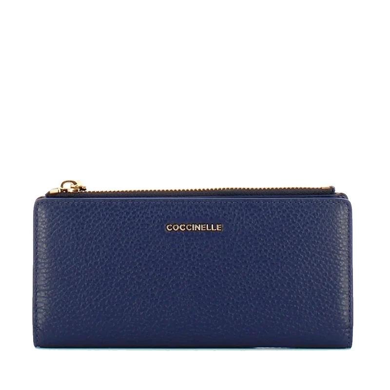 Portafoglio Donna COCCINELLE Sottile in Pelle Royal Blue Linea Metallic Soft