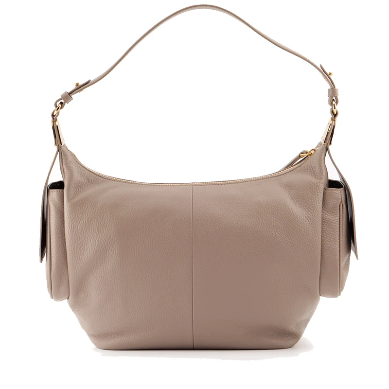 Borsa Donna a Spalla COCCINELLE in Pelle Colore Warm Taupe linea Campus