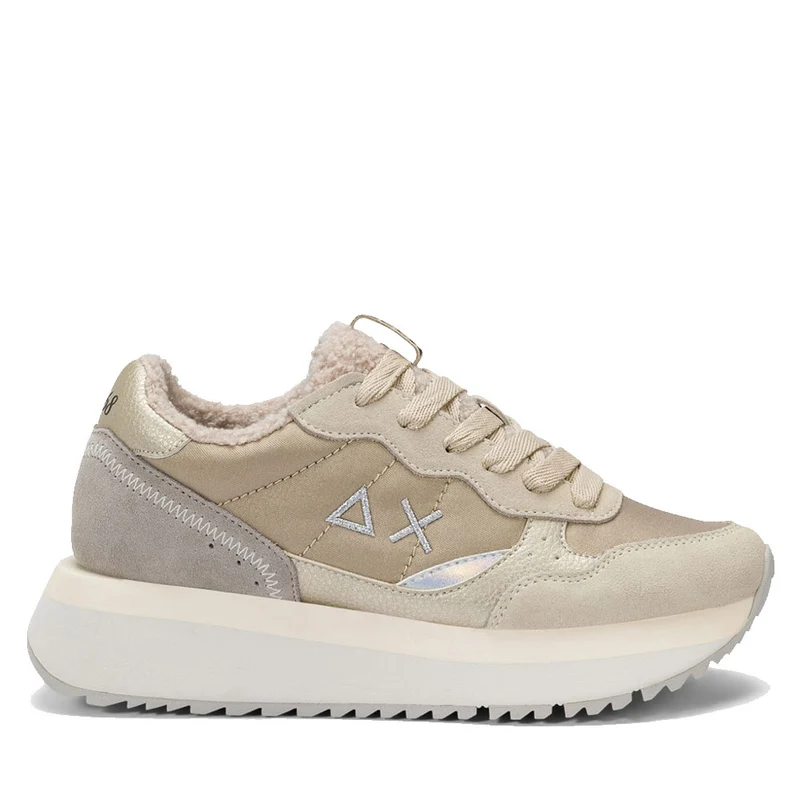 Scarpe Donna Sun68 Sneakers Big Ally Teddy Fur Bianco Panna - Z45210
