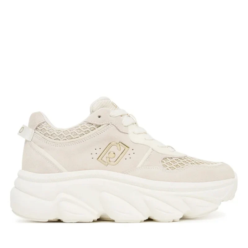 Scarpe Donna LIU JO Steffy 01 Sneakers Chuncky in Suede e Glitter color Latte