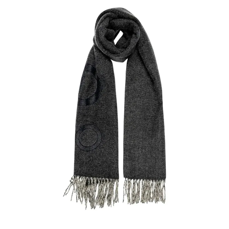 Stola Donna 65 x 180 cm LIU JO in Tessuto Garzato Nero con Logo Embossed