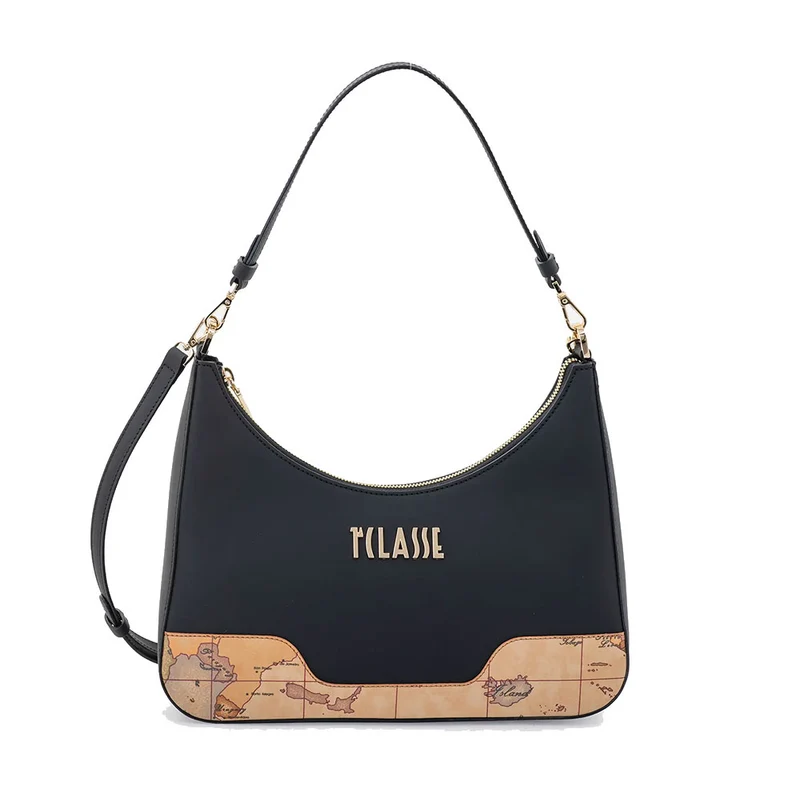 Borsa Donna Sottospalla 1A Classe Alviero Martini linea Frost Geo in Tessuto Gommato Nero LE01