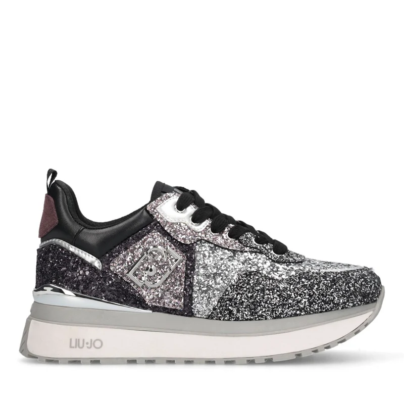Sneakers Platform Donna LIU JO Maxi Wonder 01 Full Glitter Silver Amarone