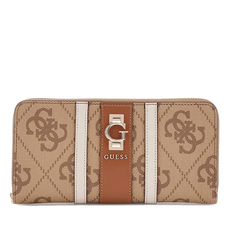 Portafoglio Donna GUESS Zip Around Linea Erenia colore Latte Logo