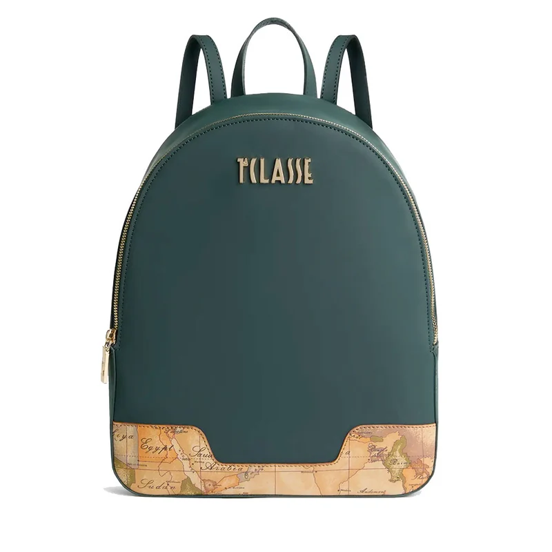 Zaino Donna 1A Classe Alviero Martini linea Frost Geo in Tessuto Gommato Verde Scuro LE02