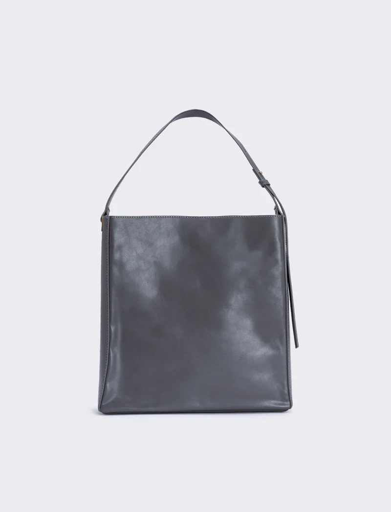 Borsa squadrata sintetica a spalla - Grigio