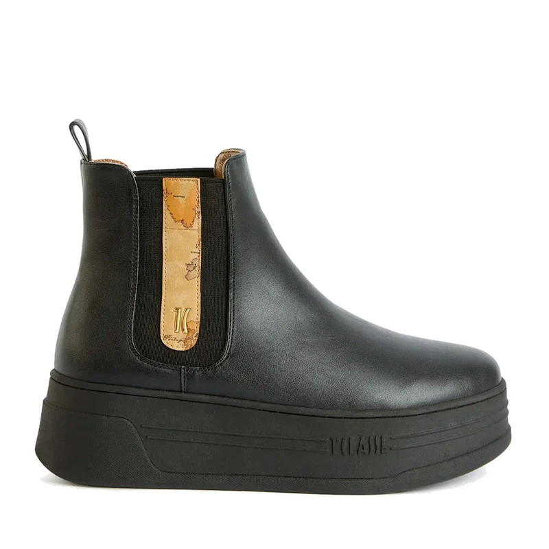 Stivaletti Donna con Zeppa 1A Classe Alviero Martini linea Geo Elevate in Eco Nappa Nera 1211
