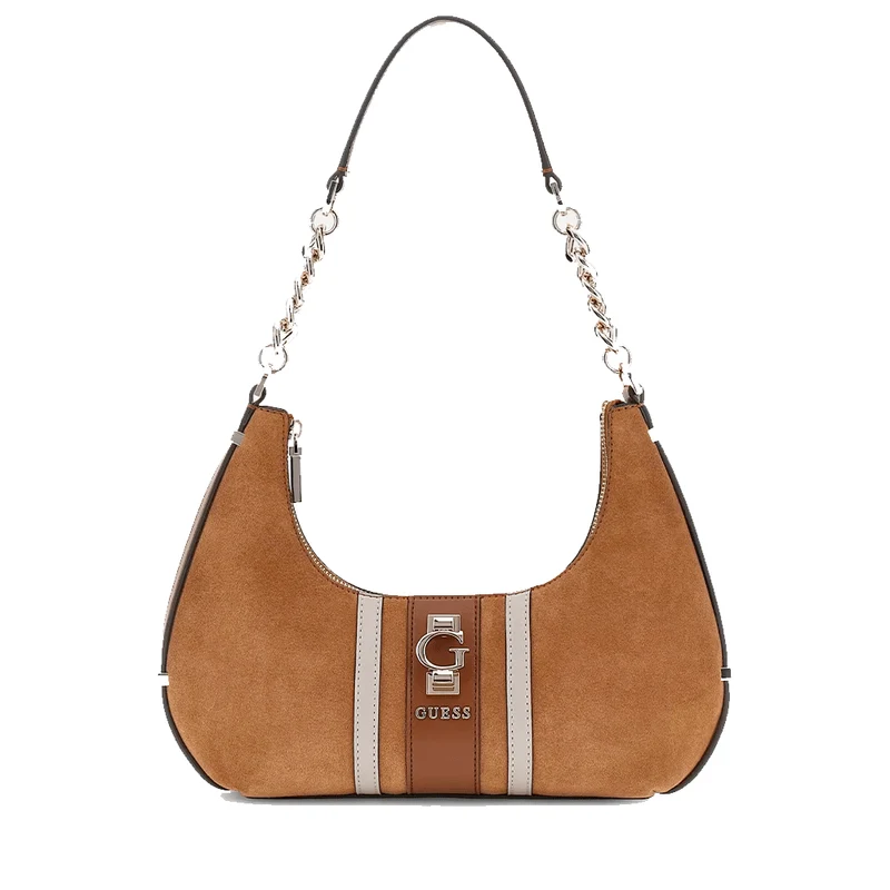 Borsa Donna a Spalla GUESS in Pelle Linea Erenia colore Cognac Multi Misura Piccola