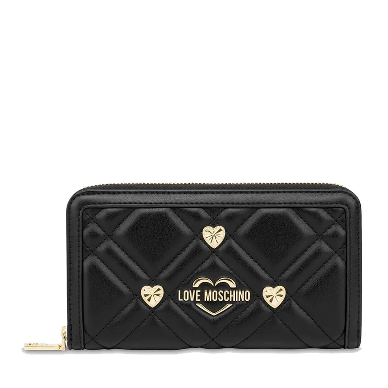 Portafoglio Trapuntato Zip Around LOVE MOSCHINO linea Sweet Studs Nero