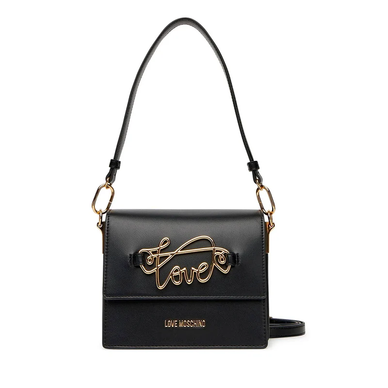 Borsa Donna a Spalla con Tracolla LOVE MOSCHINO Nera con Logo in Corsivo