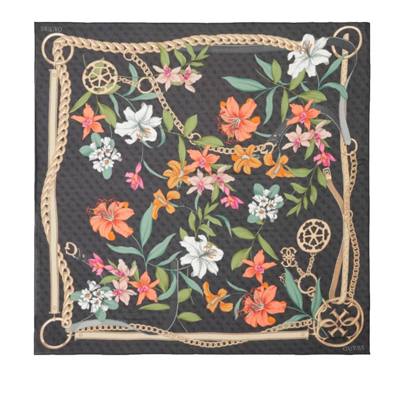 Foulard Donna 130 x 130 cm GUESS Colore Nero Stampa Floreale