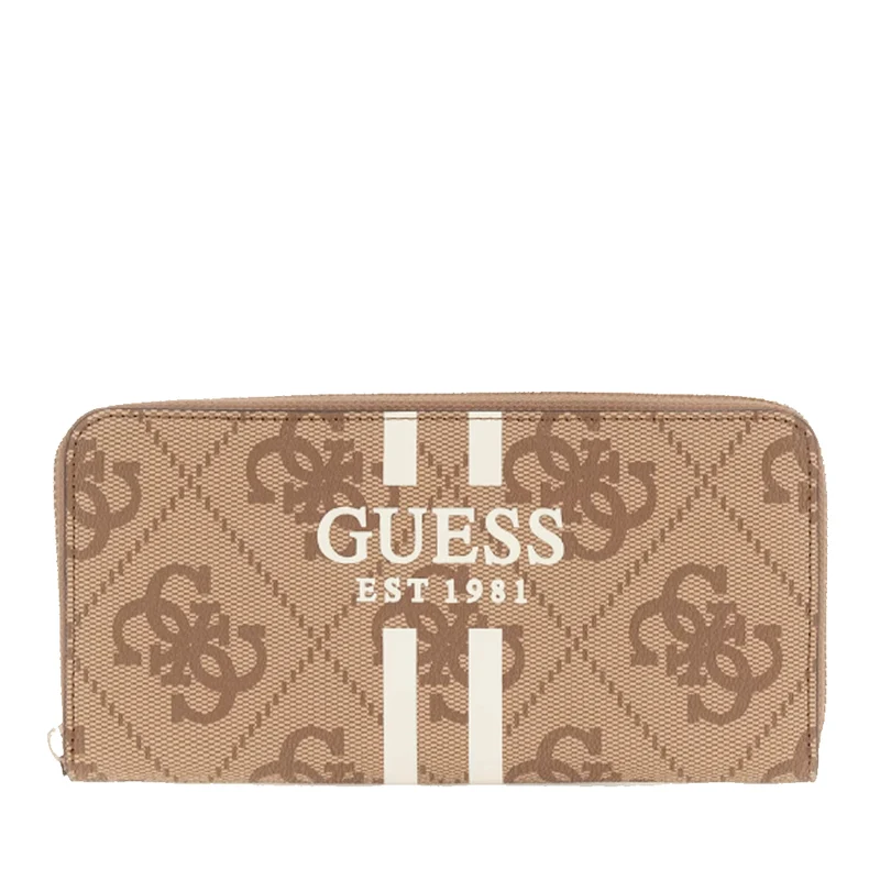 Portafoglio Donna GUESS Zip Around Linea Laurel II colore Latte Logo