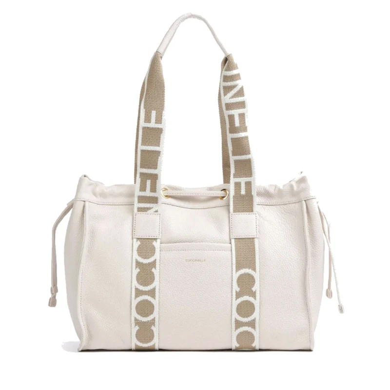 Borsa Donna a Spalla COCCINELLE in Pelle Linea 2Day Signature Medium colore Lambskin White