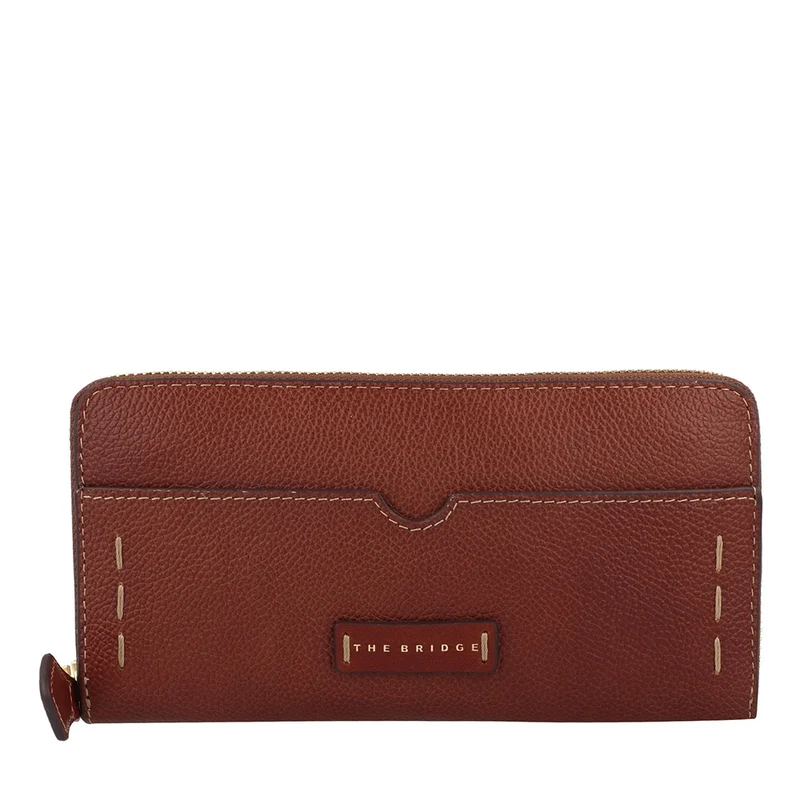 Portafoglio Donna Zip Around THE BRIDGE linea Gemma in Pelle Marrone