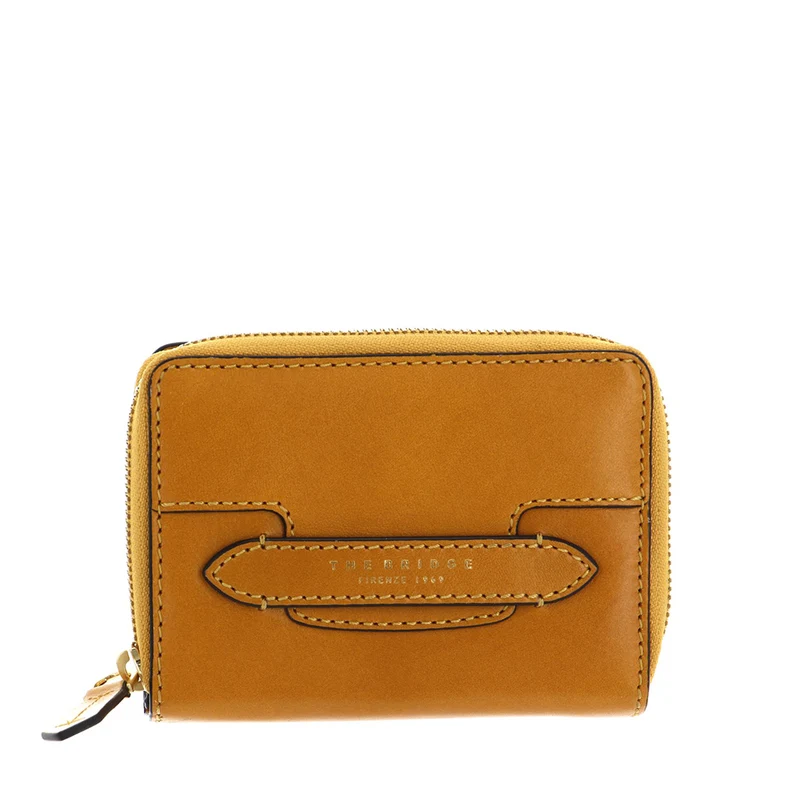 Portafoglio Donna Piccolo Zip Around THE BRIDGE linea Lucrezia in Pelle Giallo Mais