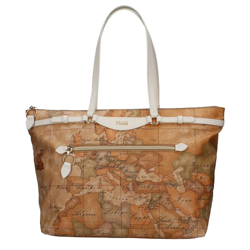 Borsa Donna Shopping a Spalla 1A Classe Alviero Martini Linea Soft Sound Geo Classic e Bianco GQ59