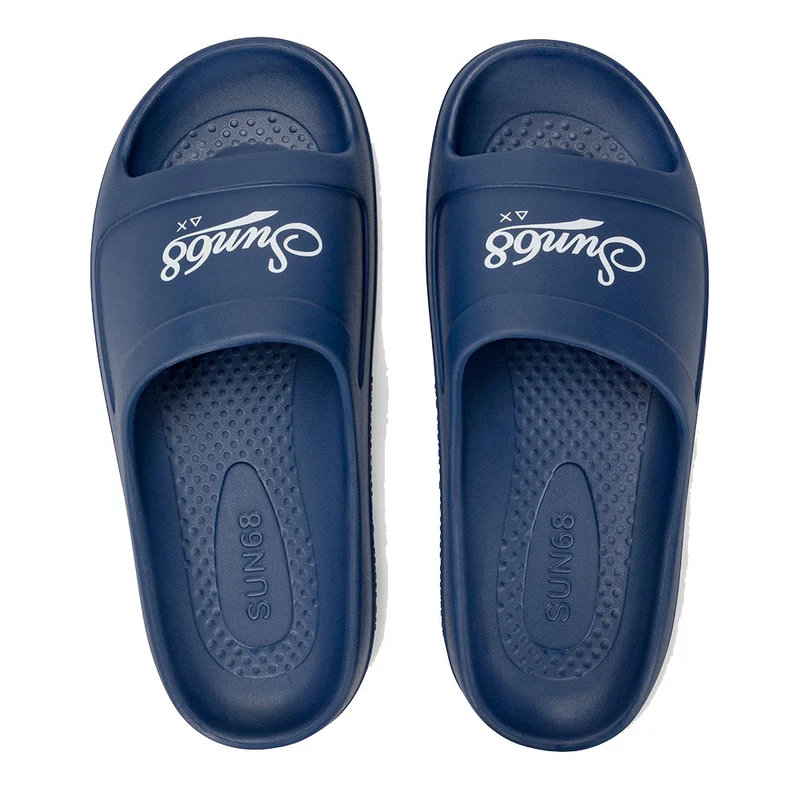 Ciabatte da Uomo Sun68 Linea Slippers Monoblock Print Sun68 Colore Navy Blue - Bianco - X36115