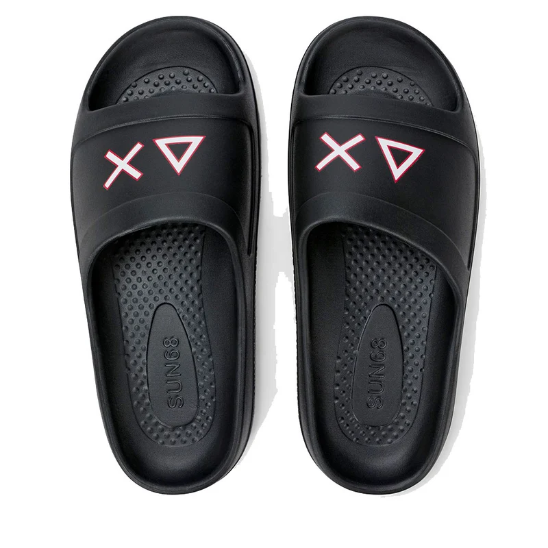 Ciabatte da Uomo Sun68 Linea Slippers Monoblock Print Logo Colore Nero - Rosso - X36114