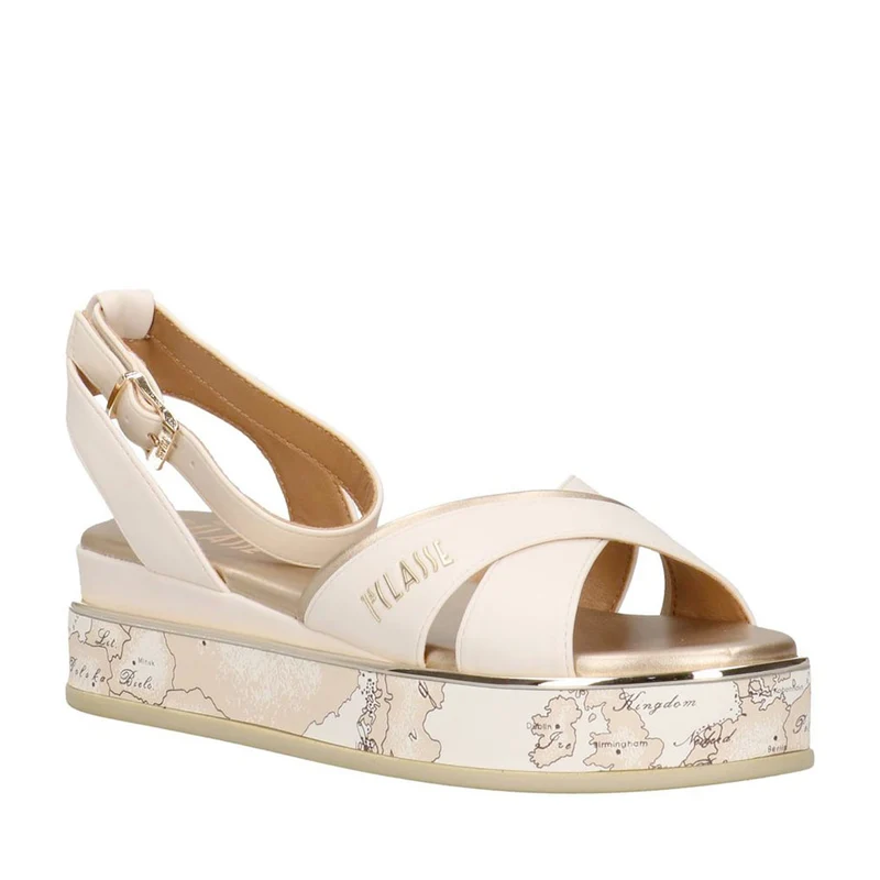 Sandali con Zeppa 1A Classe Alviero Martini in Eco Nappa Bianca 2476