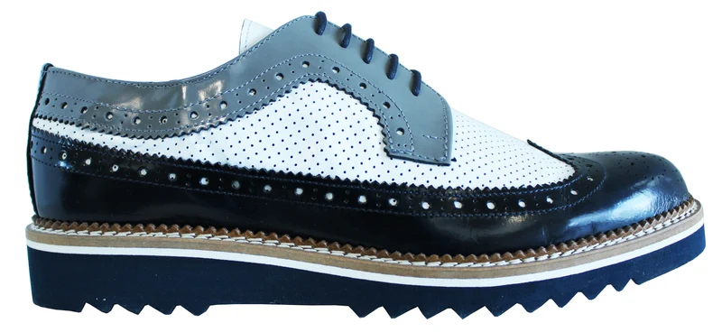 |DERBY UOMO PELLE BIANCO/NERO|