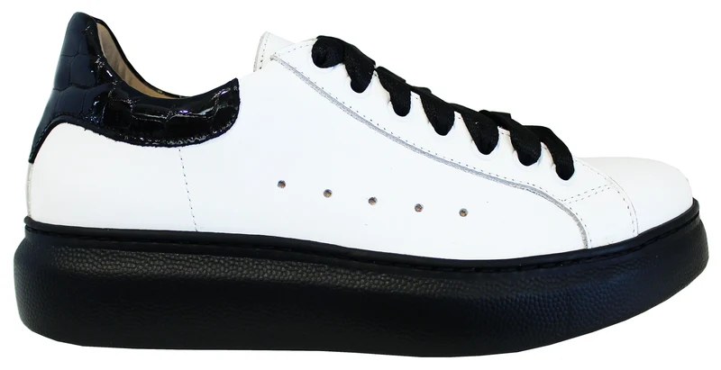 |SNEAKER DONNA PELLE BIANCO/NERO|