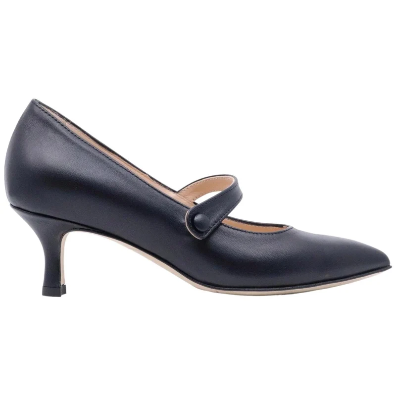 Décolleté donna Le Briella Z893 in elegante pelle di colore nero con cintino