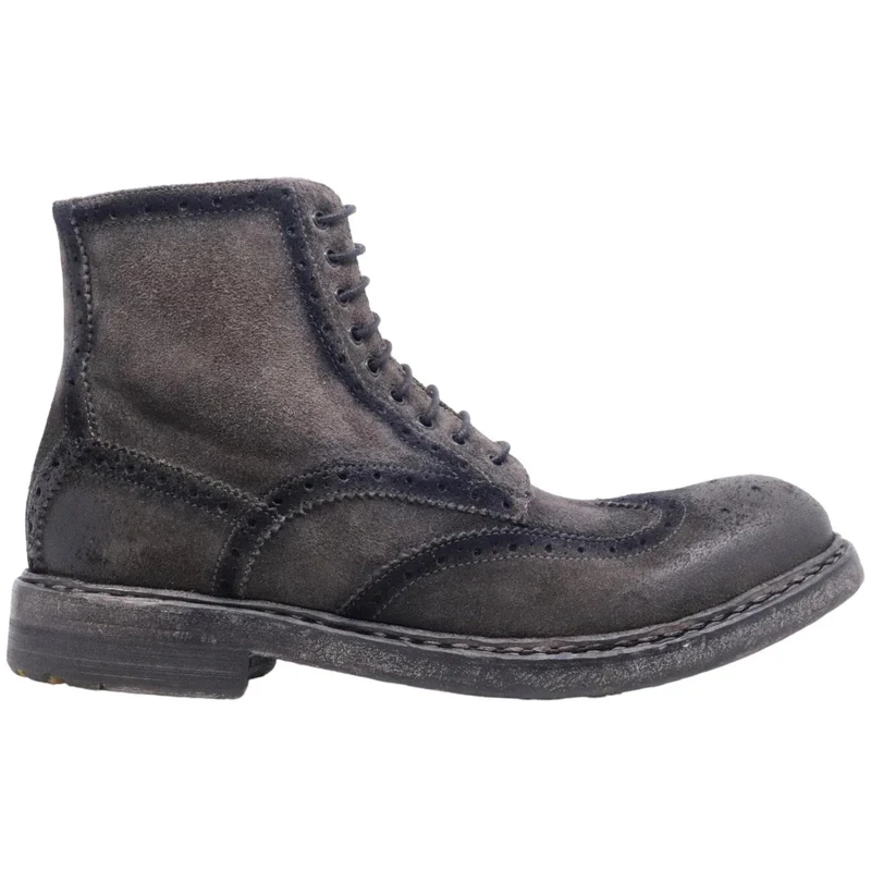 Stivaletto imperiale da uomo Crispiniano 6090 in pelle camoscio ingrassato grigio