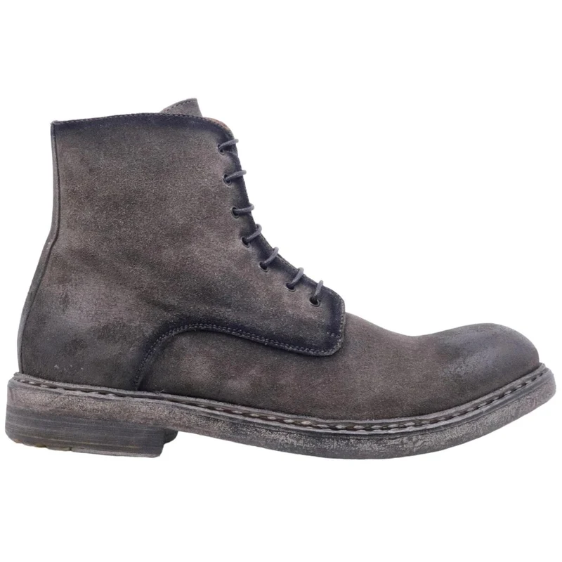 Stivaletto da uomo Crispiniano 6081 in pelle camoscio ingrassato grigio