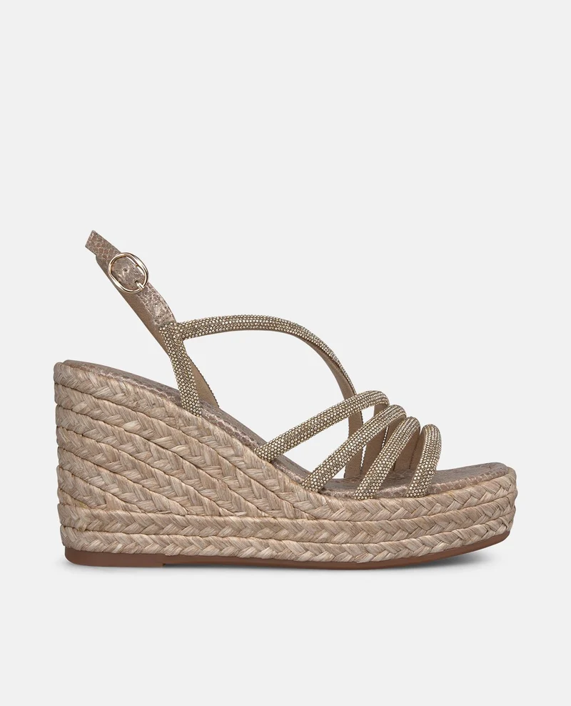 SANDALIA CUÑA ESPARTO CON CUATRO TIRAS TUBULARES